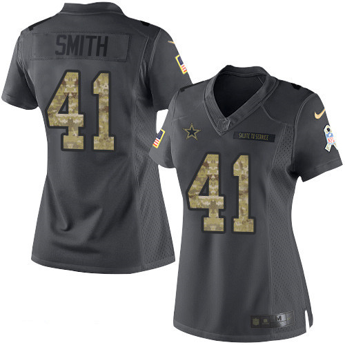 Women's Dallas Cowboys #41 Keith Smith Black Anthracite 2016 Salute To Service Stitched NFL Nike Limited Jersey