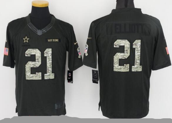 Men's Dallas Cowboys #21 Ezekiel Elliott Black Anthracite 2016 Salute To Service Stitched NFL Nike Limited Jersey