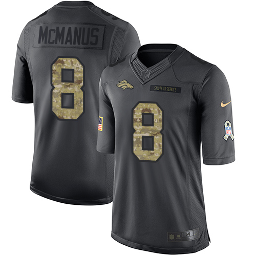 Men's Denver Broncos #8 Brandon McManus Black Anthracite 2016 Salute To Service Stitched NFL Nike Limited Jersey