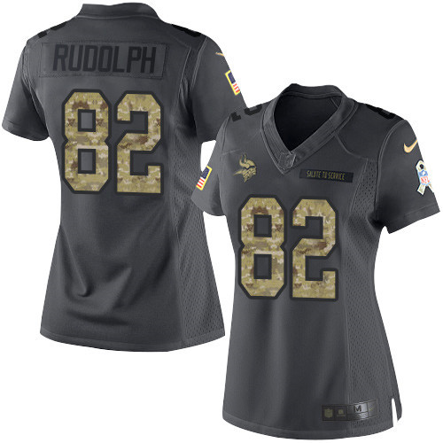 Women's Minnesota Vikings #82 Kyle Rudolph Black Anthracite 2016 Salute To Service Stitched NFL Nike Limited Jersey