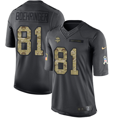 Men's Minnesota Vikings #81 Moritz Boehringer Black Anthracite 2016 Salute To Service Stitched NFL Nike Limited Jersey