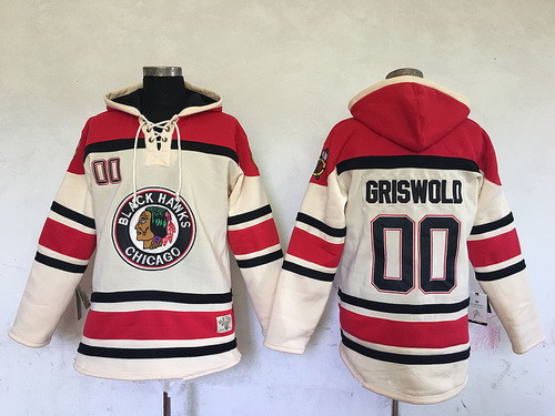 Men's Chicago Blackhawks #00 Clark Griswold Cream Stitched NHL Old Time Hockey Hoodie