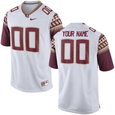 Mens Florida State Seminoles 2015 Nike White Custom Replica Football Jersey