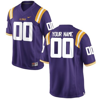 Mens LSU Tigers Custom Replica Football Jersey - 2015 Purple