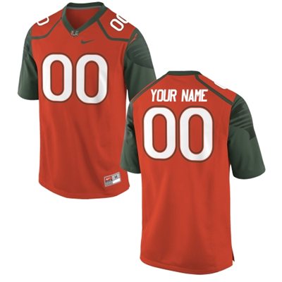 Mens Miami Hurricanes Custom Replica Football Jersey - 2015 Orange