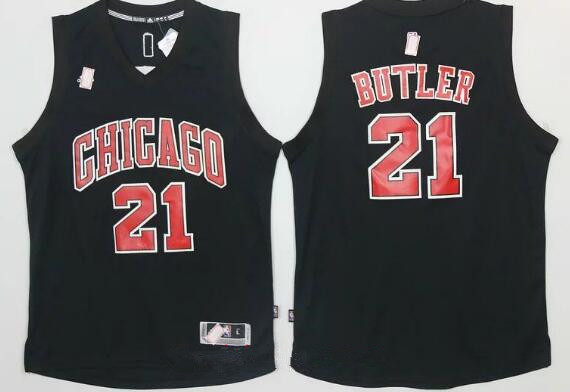 Men's Chicago Bulls #21 Jimmy Butler All Black With Red Stitched NBA Adidas Revolution 30 Swingman Jersey