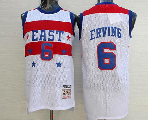 NBA 1980 All-Star Men's #6 Julius Erving White Hardwood Classics Soul Swingman Throwback Jersey