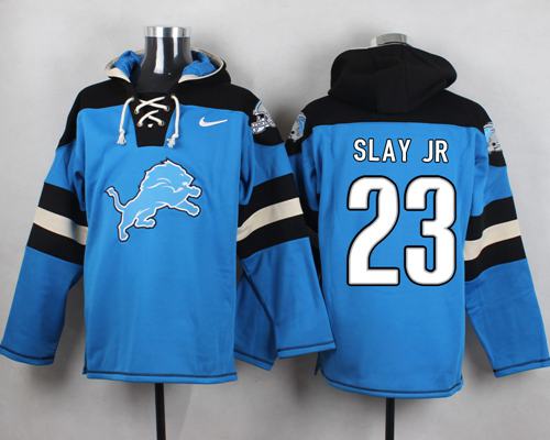 Nike Lions #23 Darius Slay JR Blue Player Pullover NFL Hoodie