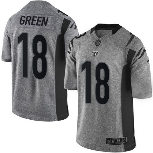 Nike Bengals #18 A.J. Green Gray Men's Stitched NFL Limited Gridiron Gray Jersey