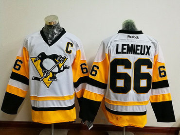 Men's Pittsburgh Penguins #66 Mario Lemieux White 2016-17 Home Stitched NHL Throwback Hockey Jersey