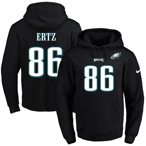 Nike Eagles #86 Zach Ertz Black Name & Number Pullover NFL Hoodie