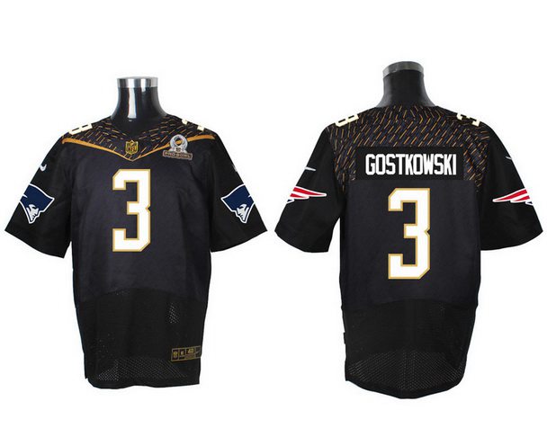 Men's New England Patriots #3 Stephen Gostkowski Black 2016 Pro Bowl Nike Elite Jersey