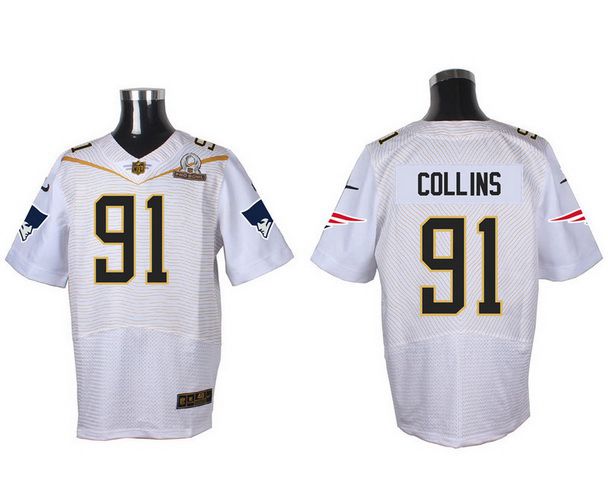 Men's New England Patriots #91 Jamie Collins White 2016 Pro Bowl Nike Elite Jersey