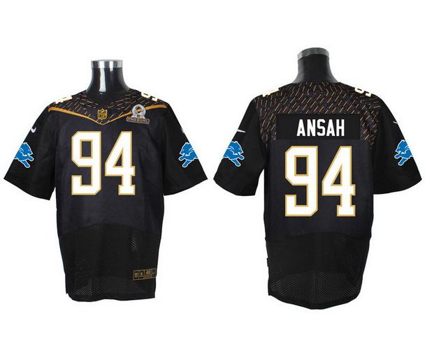 Men's Detroit Lions #94 Ezekiel Ansah Black 2016 Pro Bowl Nike Elite Jersey