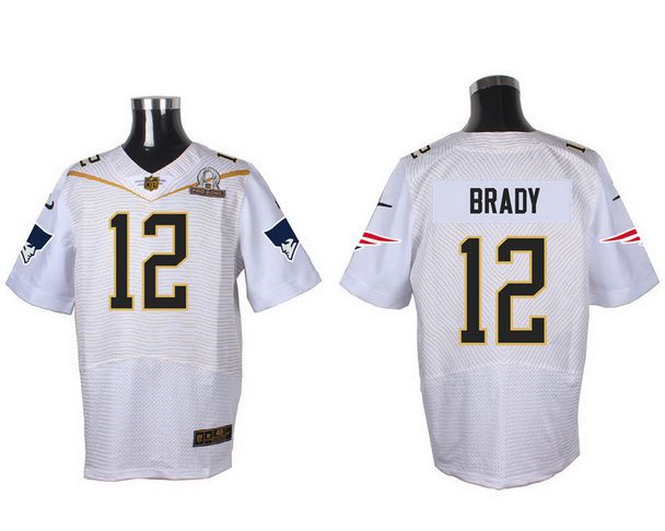 Men's New England Patriots #12 Tom Brady White 2016 Pro Bowl Nike Elite Jersey