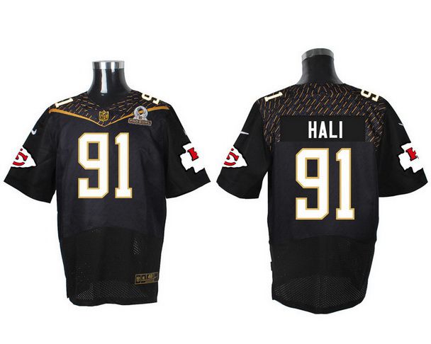 Men's Kansas City Chiefs #91 Tamba Hali Black 2016 Pro Bowl Nike Elite Jersey