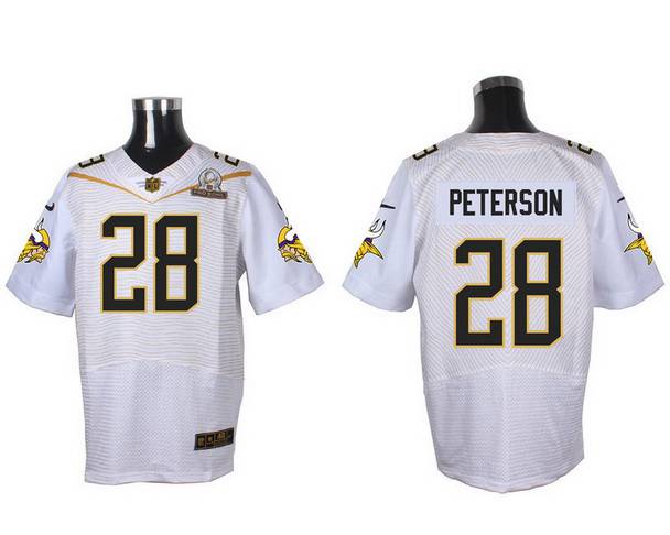 Men's Minnesota Vikings #28 Adrian Peterson White 2016 Pro Bowl Nike Elite Jersey