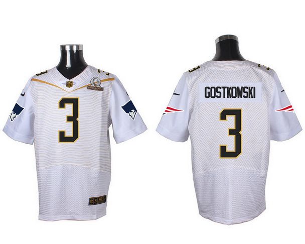 Men's New England Patriots #3 Stephen Gostkowski White 2016 Pro Bowl Nike Elite Jersey