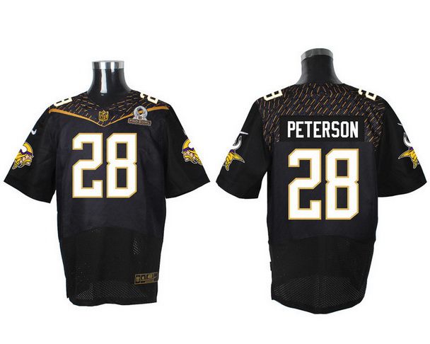 Men's Minnesota Vikings #28 Adrian Peterson Black 2016 Pro Bowl Nike Elite Jersey