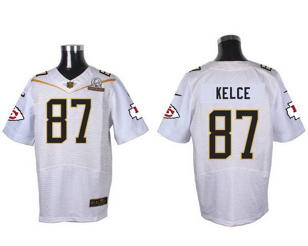 Men's Kansas City Chiefs #87 Travis Kelce White 2016 Pro Bowl Nike Elite Jersey