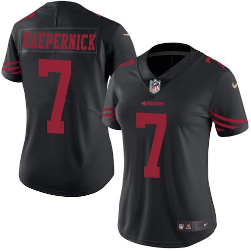 Nike 49ers #7 Colin Kaepernick Black Women's Stitched NFL Limited Rush Jersey