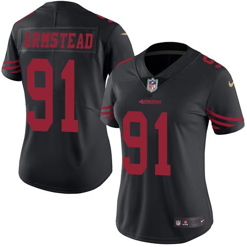 Nike 49ers #91 Arik Armstead Black Women's Stitched NFL Limited Rush Jersey