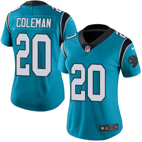 Nike Panthers #20 Kurt Coleman Blue Women's Stitched NFL Limited Rush Jersey