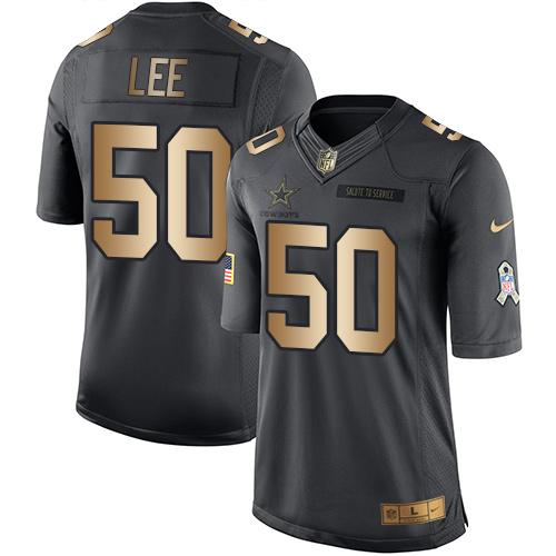 Nike Cowboys #50 Sean Lee Black Men's Stitched NFL Limited Gold Salute To Service Jersey