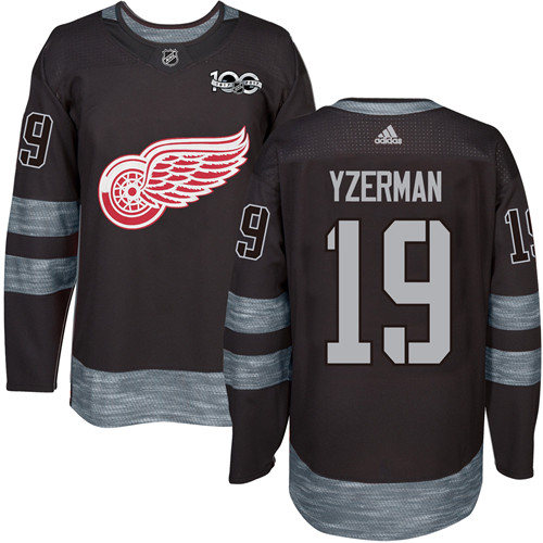 Red Wings #19 Steve Yzerman Black 1917-2017 100th Anniversary Stitched NHL Jersey