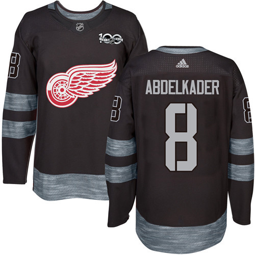 Red Wings #8 Justin Abdelkader Black 1917-2017 100th Anniversary Stitched NHL Jersey