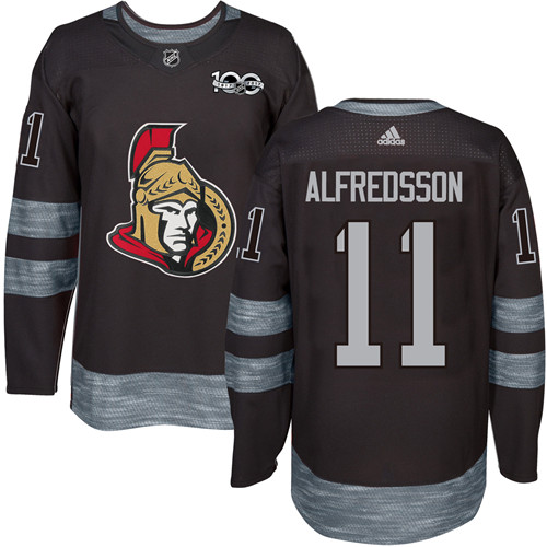 Men's Ottawa Senators #11 Daniel Alfredsson Black 1917-2017 100th Anniversary Stitched NHL Jersey