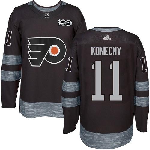 Flyers #11 Travis Konecny Black 1917-2017 100th Anniversary Stitched NHL Jersey