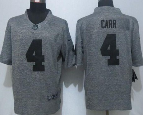 Men's Oakland Raiders #4 Derek Carr Nike Gray Gridiron 2015 NFL Gray Limited Jersey