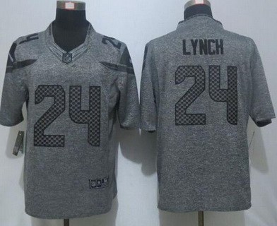 Men's Seattle Seahawks #24 Marshawn Lynch Nike Gray Gridiron 2015 NFL Gray Limited Jersey