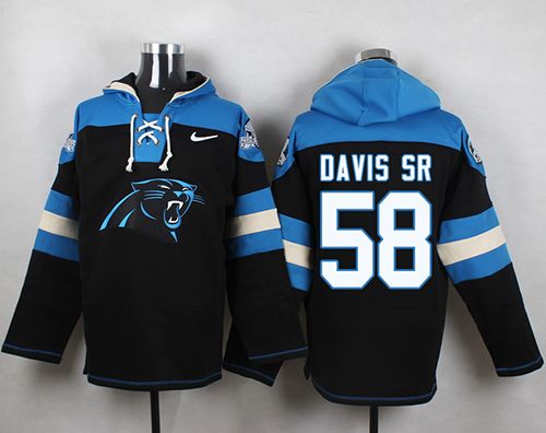 Nike Panthers #58 Thomas Davis Sr Black Player Pullover NFL Hoodie