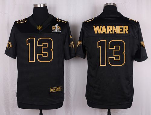 Nike Cardinals #13 Kurt Warner Pro Line Black Gold Collection Men's Stitched NFL Elite Jersey