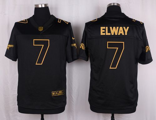 Nike Broncos #7 John Elway Black Men's Stitched NFL Elite Pro Line Gold Collection Jersey