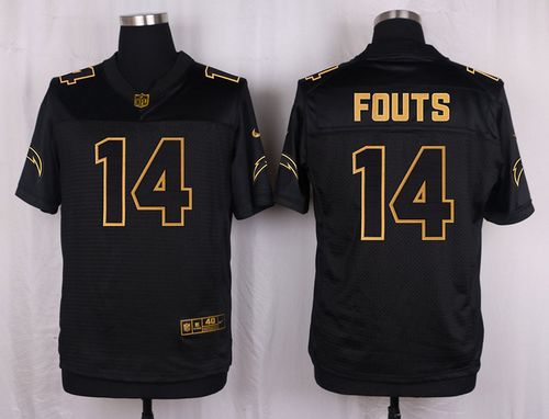 Nike Chargers #14 Dan Fouts Black Men's Stitched NFL Elite Pro Line Gold Collection Jersey