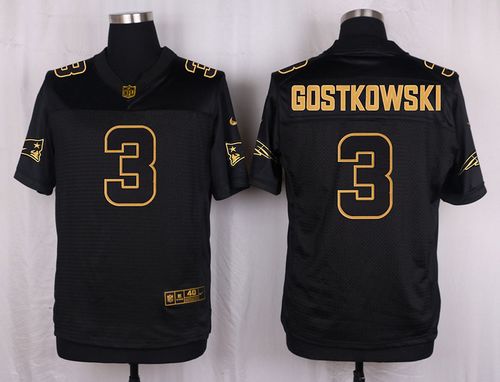 Nike Patriots #3 Stephen Gostkowski Black Men's Stitched NFL Elite Pro Line Gold Collection Jersey