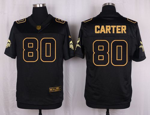 Nike Vikings #80 Cris Carter Black Men's Stitched NFL Elite Pro Line Gold Collection Jersey