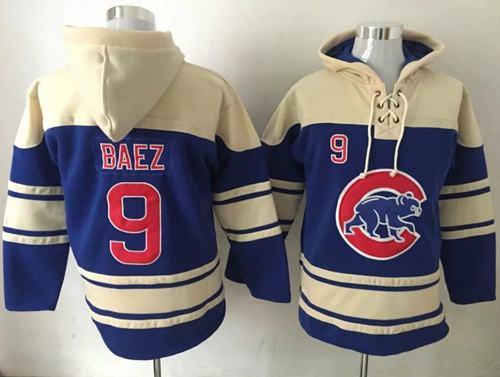 Cubs #9 Javier Baez Blue Sawyer Hooded Sweatshirt MLB Hoodie