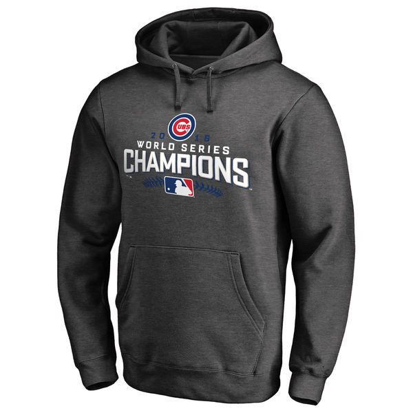 Chicago Cubs Charcoal 2016 World Series Champions Locker Room Streak Fleece Men's Pullover Hoodie