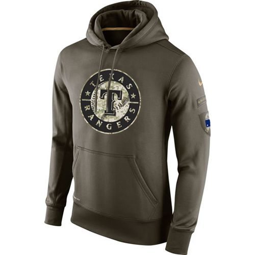 Men's Texas Rangers Nike Olive Salute To Service KO Performance Hoodie