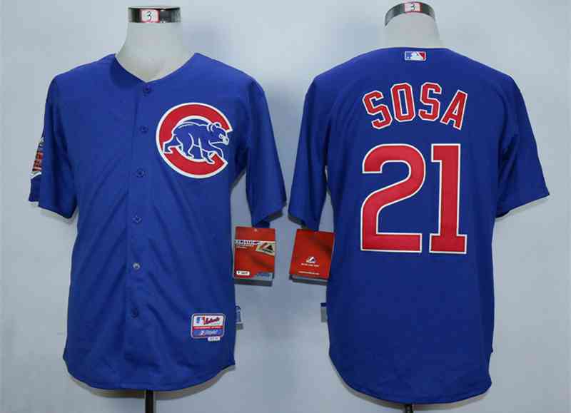 Men's Chicago Cubs #21 Sammy Sosa Blue Cool Base Jersey