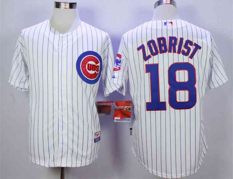 Men's Chicago Cubs #18 Ben Zobrist White Cool Base Jersey