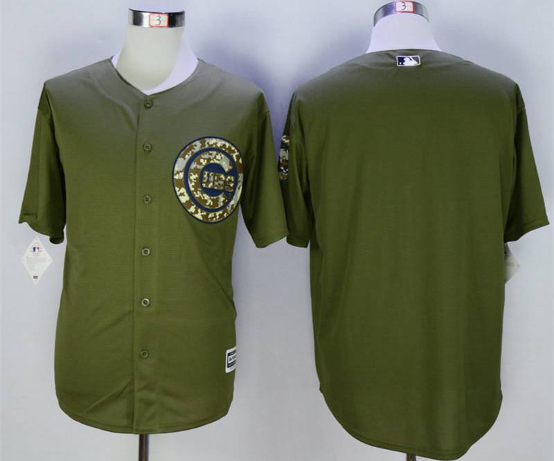 Men's Chicago Cubs Blank Olive Green New Cool Base Jersey