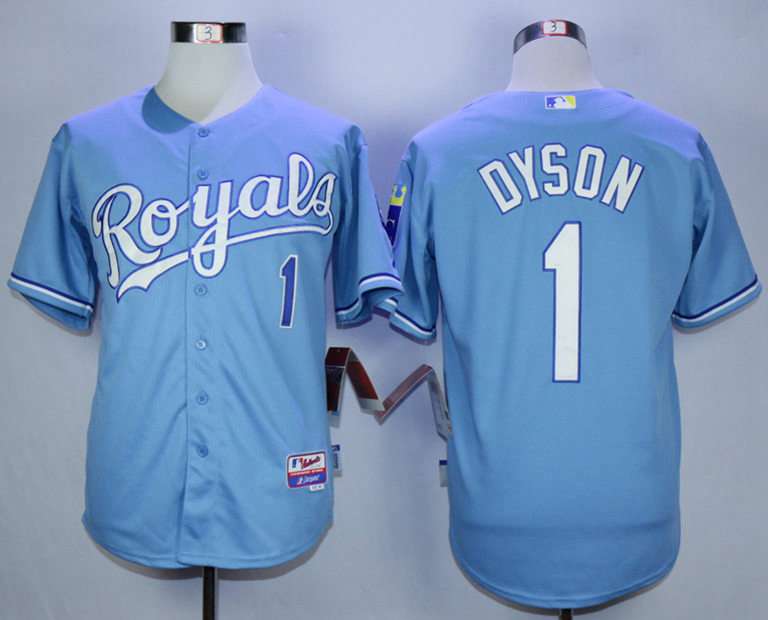 Men's Kansas City Royals #1 Jarrod Dyson Light Blue Cool Base Jersey