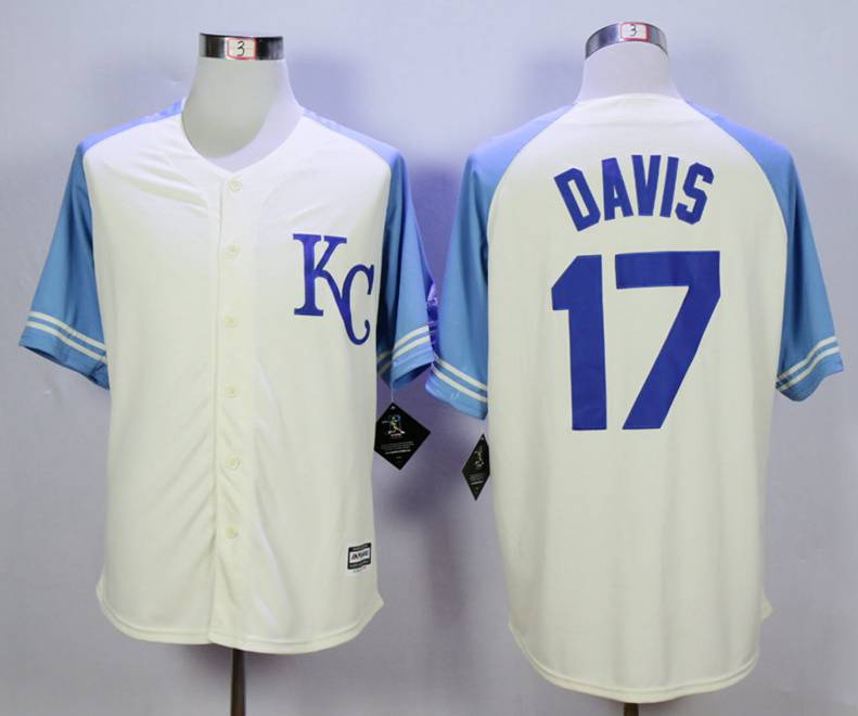 Men's Kansas City Royals #17 Wade Davis Cream New Cool Base Jersey