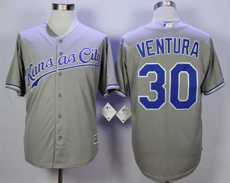 Men's Kansas City Royals #30 Yordano Ventura Grey New Cool Base Jersey