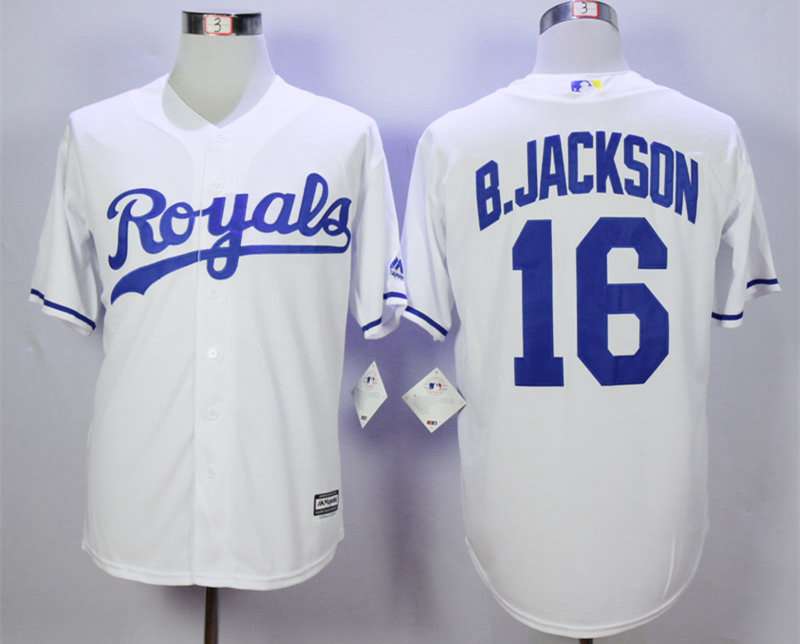 Men's Kansas City Royals #16 B.Jackson White New Cool Base Jersey